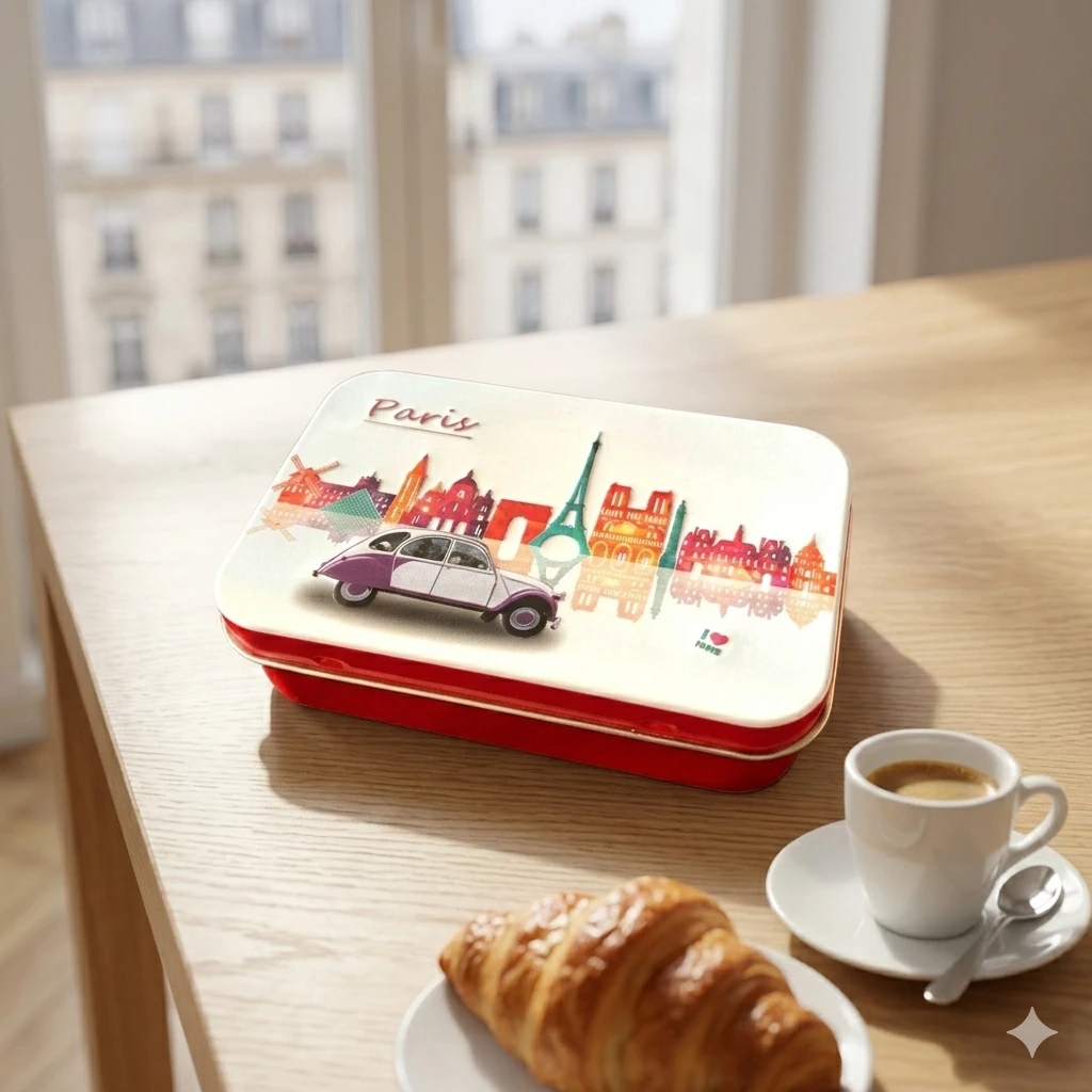 Metalowe pudełko Kokliko „Paryż” do przechowywania mydła marsylskiego